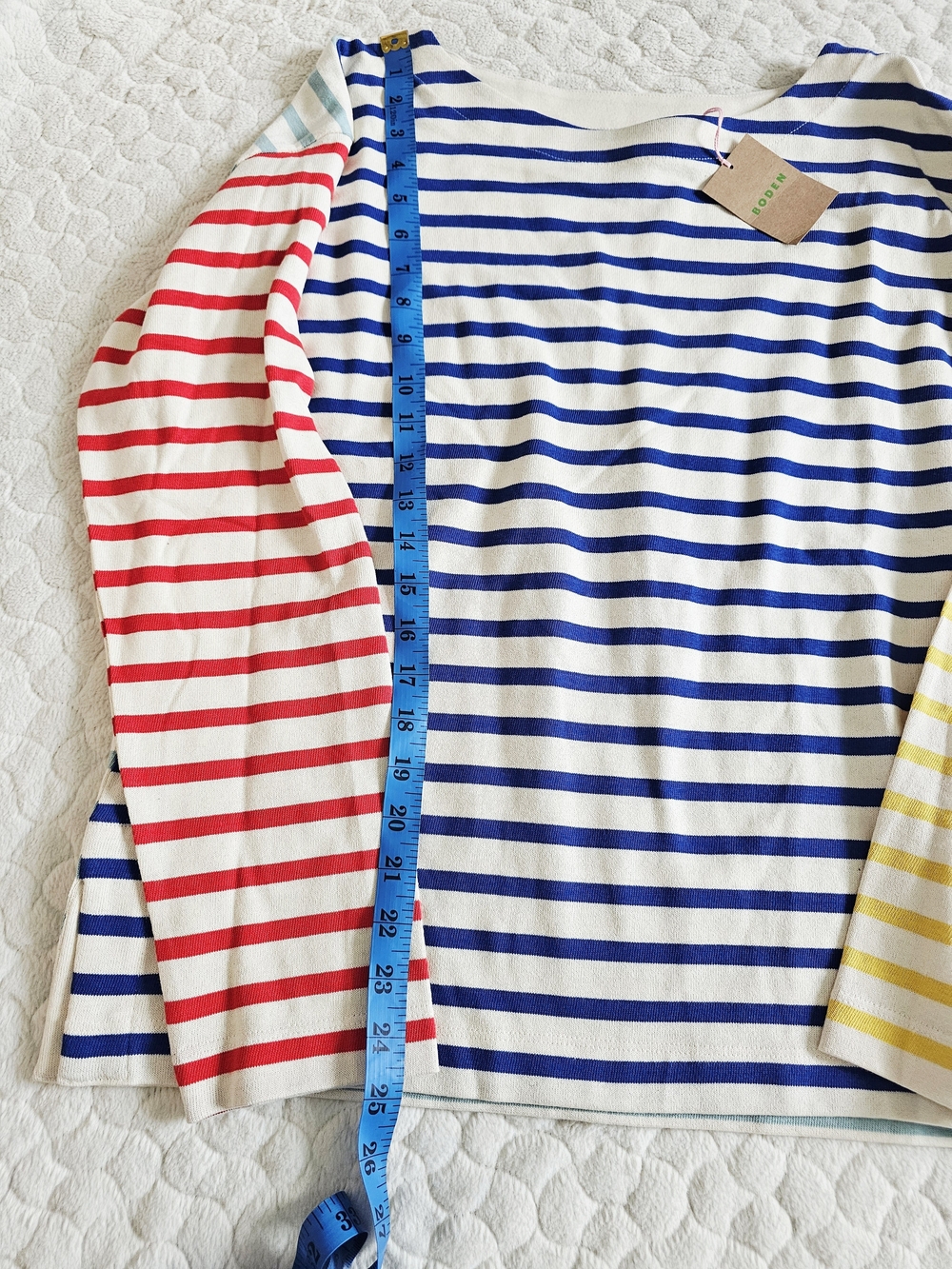 New Boden Women's Multi-Stripe Long Sleeve Top - Blue/Red/Yellow - Picture 5 of 9